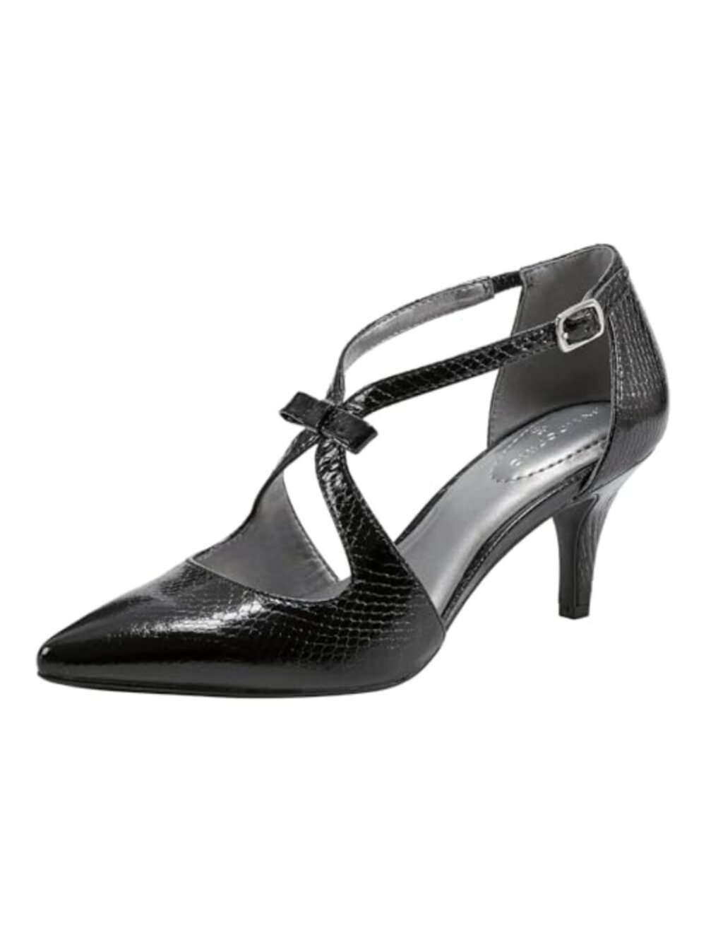 Bandolino Zeffer Kitten Heel Pumps, Pointed Toe, Bow Detail, Buckle Closure,
